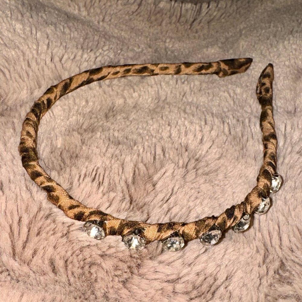 Anthropologie Leopard Jeweled Headband